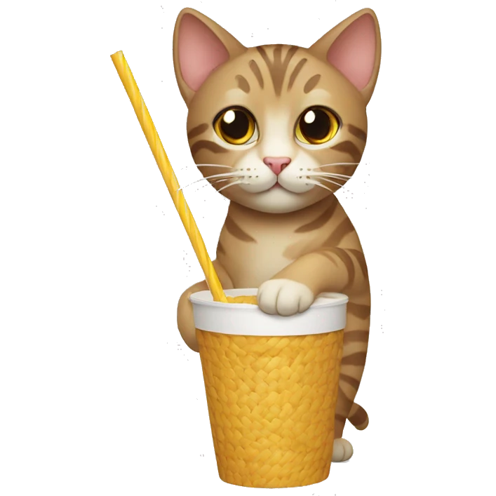 Cat holding a straw emoji