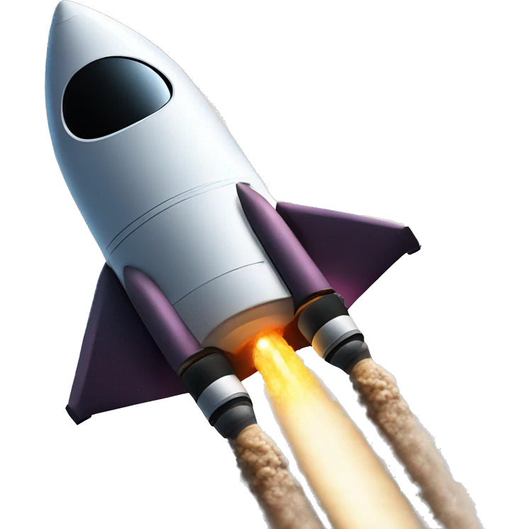 A Lamborghini rocket in space heading towards the moon. You can see the back of the rocket and the moon in its path emoji