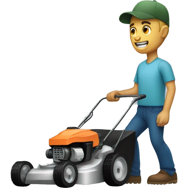 man with a buck tooth and lawn mower emoji