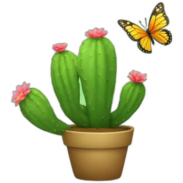 a cactus and a butterfly loving each other emoji