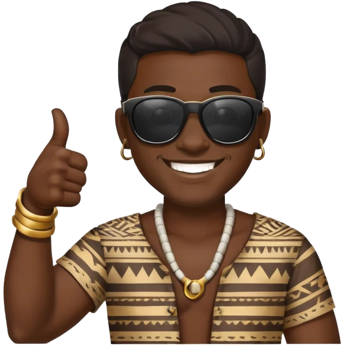 Black tribal man wearing sunglasses smiling thumbs up emoji