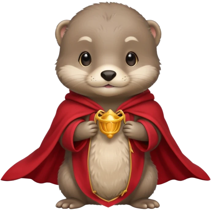 baby grey otter, in magic red cloak emoji