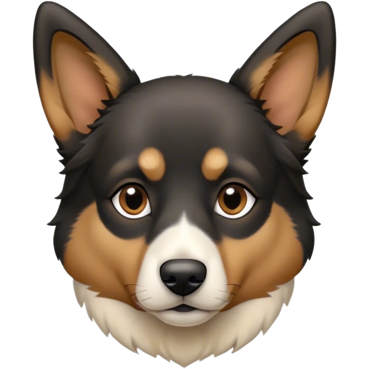 Black tan and white dog with pointy ears and Shepard face but shorter fur. Mostly black emoji
