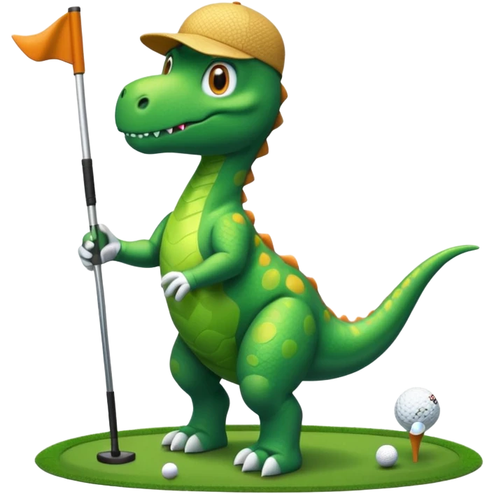 Dinosaur golfing emoji