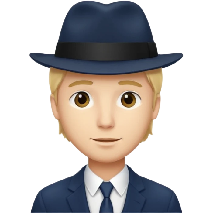 Mobster in Blue Suit – Young blonde man, navy blue suit, black hat.



 emoji