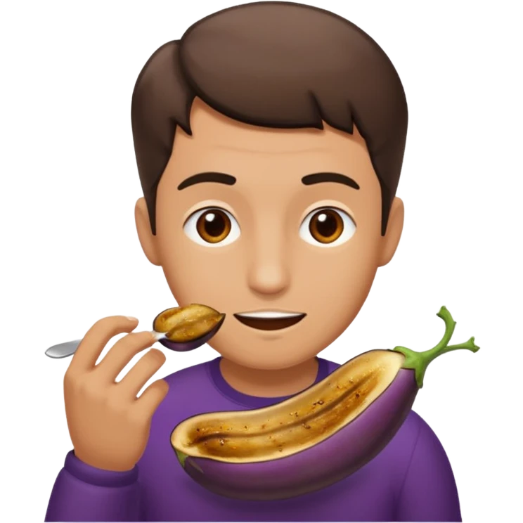 Man eating an eggplant emoji