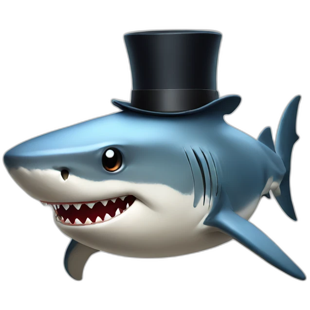 Shark with a top hat emoji