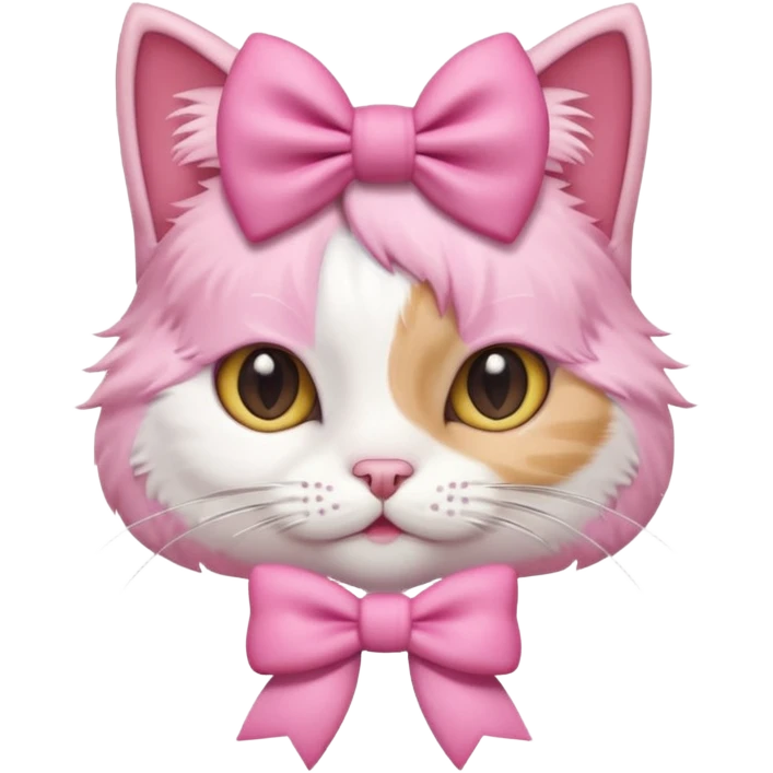 Aesthetic cute cat with a pink aesthetic bow in her head emoji