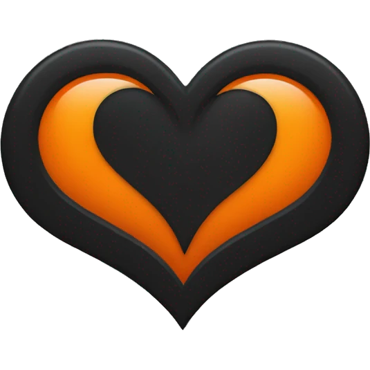 Half black and half orange heart emoji