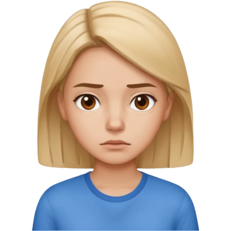 girl in a blue shirt looking uninterested emoji