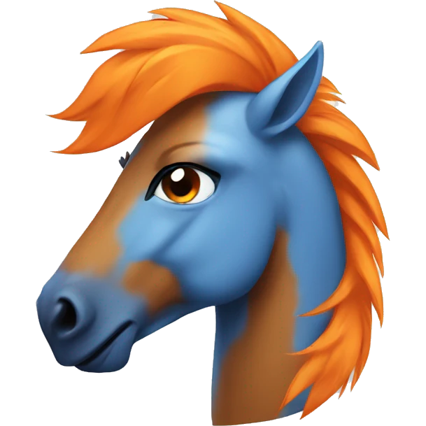 Full blue pony with orange mohawk emoji