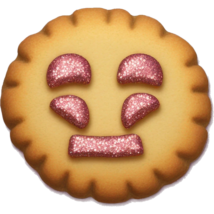 biscuit with i love you written on it and a lot of glitters emoji