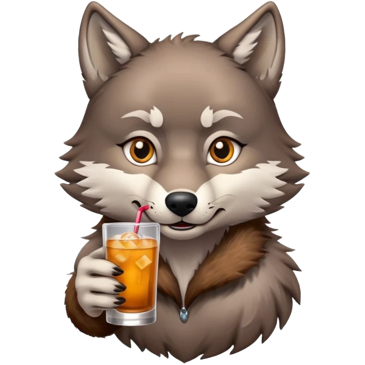 lobo con un drink  emoji