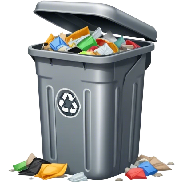 Steel garbage can with garbage on the inside emoji