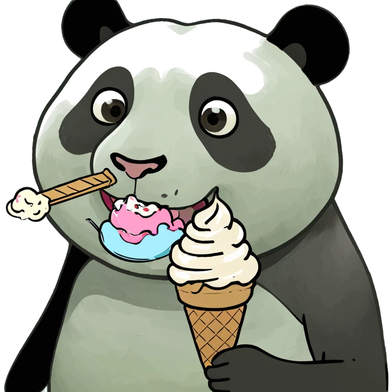Panda eating ice cream emoji