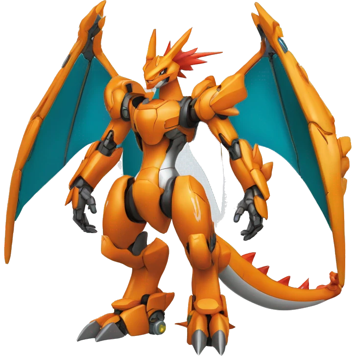 Mechanical Guilmon-Charizard-Medabot-Mecha full body emoji
