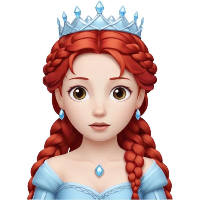 braided hair ice princess with red crown, red hair emoji
