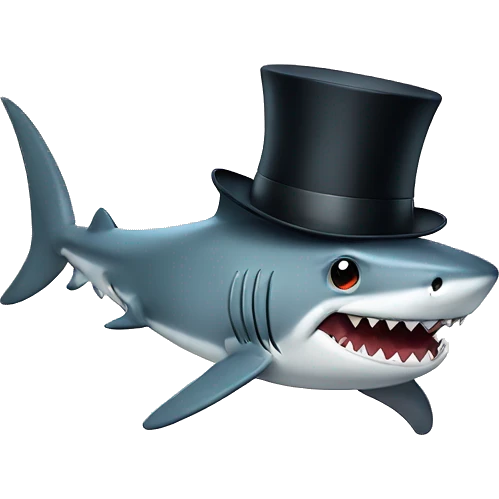 Shark with a top hat emoji