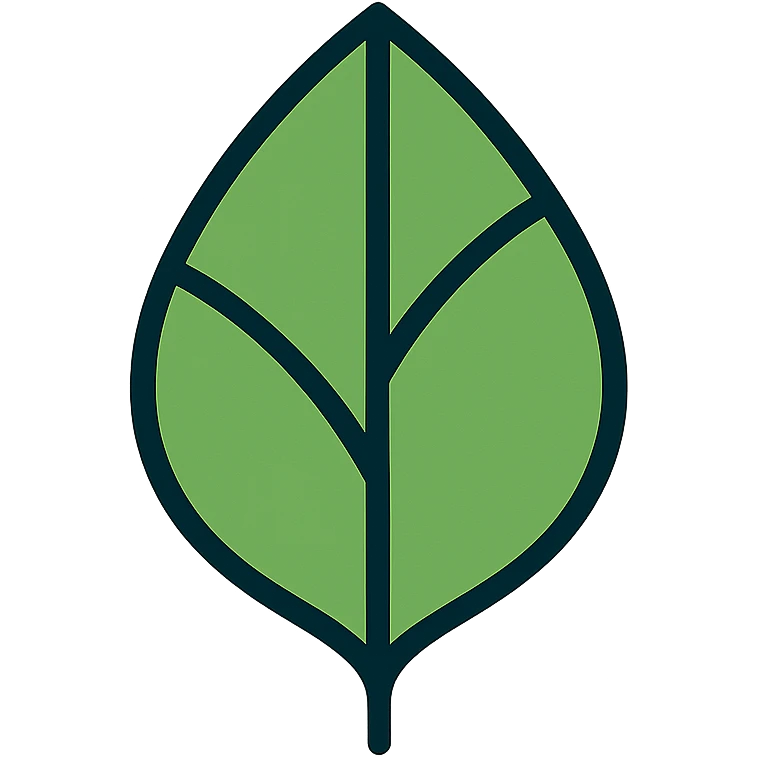 Minimalist elegant leaf logo with clean lines, representing a corporate environmental commitment, professional and sophisticated emoji