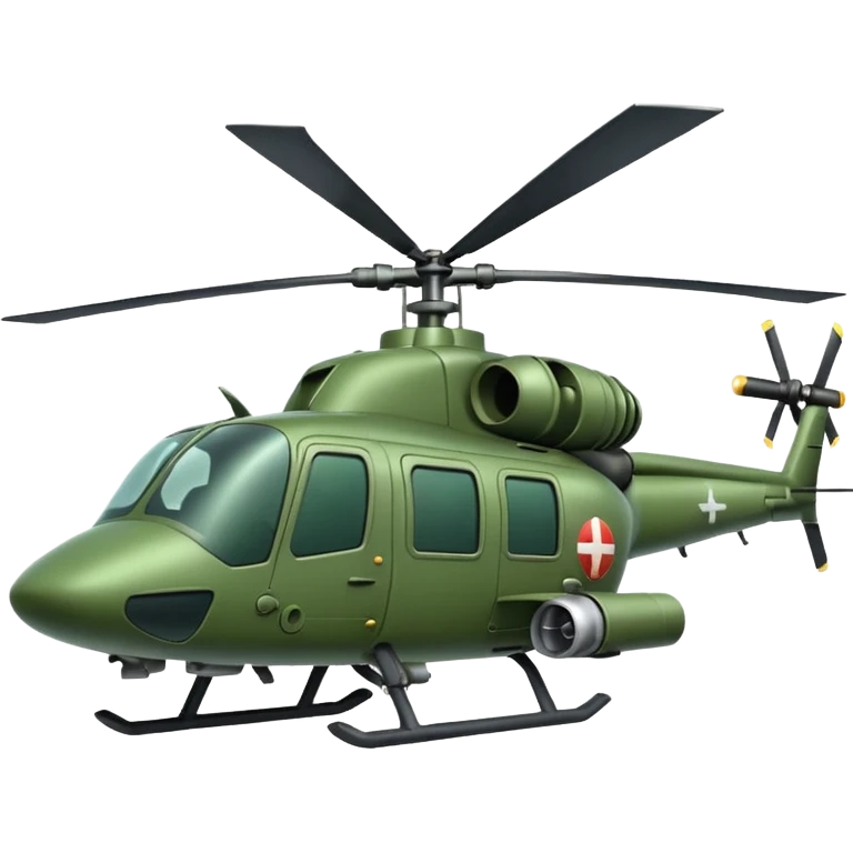Green battle helicopter with cannon emoji
