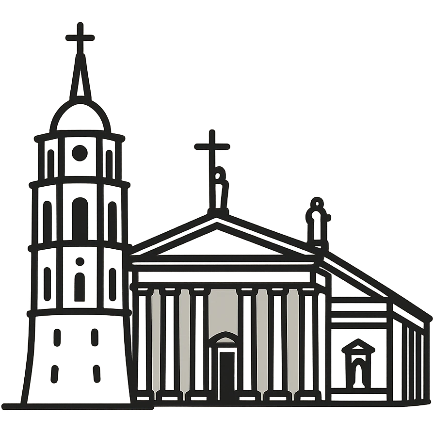 Vilniaus katedra, Lietuva, Discord role icon, modern linear style, neutral background, no text emoji