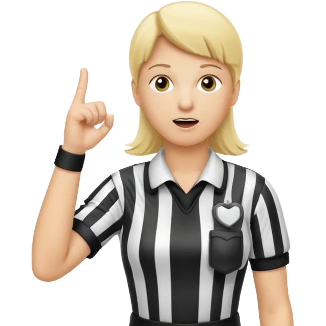 blonde football referee calling time out with hands and whistle making t gesture with hands emoji