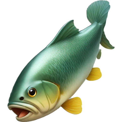 fisherman diving into a huge fish emoji