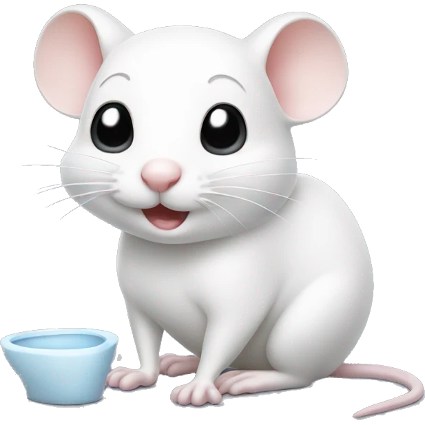 Cute white mouse using the toilet  emoji