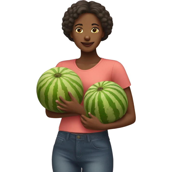 Woman holding 2 melons  emoji