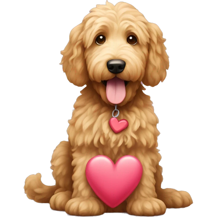 Goldendoodle and a heart emoji