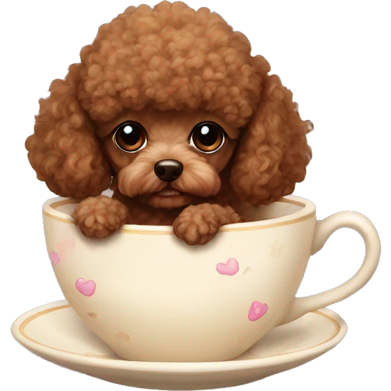 Brown Teacup poodle in a teacup emoji