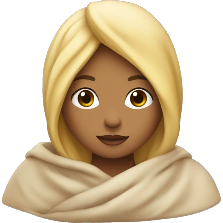 A girl with blonde hair wrapped in a blanket  emoji