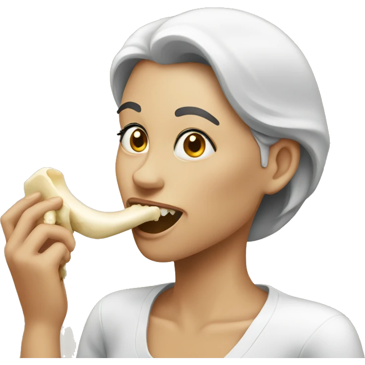 A woman eating a bone  emoji