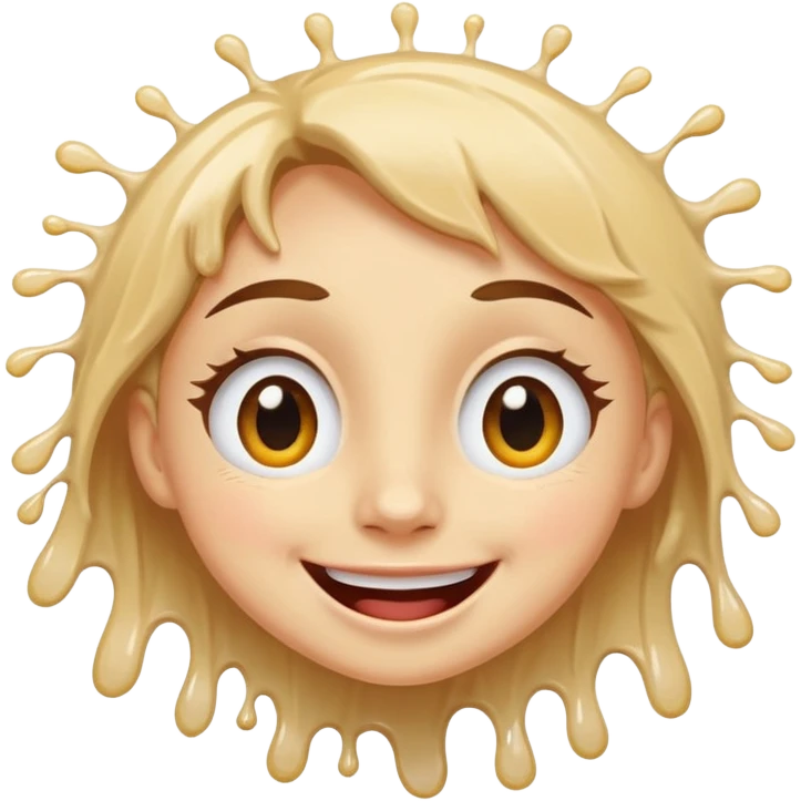 A joyful face with wide eyes and a big smile, tears of laughter flowing. The face radiates positive energy, surrounded by vibrant splashes in dynamic brush strokes. emoji