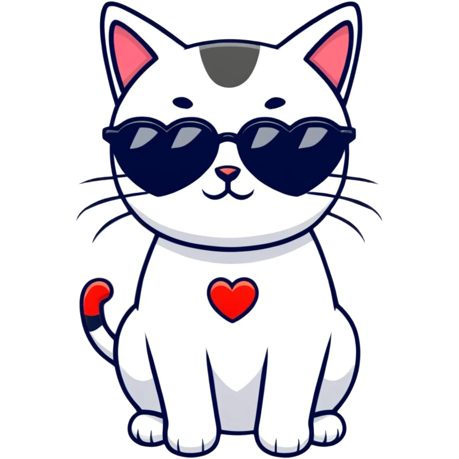 Cat wearing rainbow heart-shaped sunglasses emoji