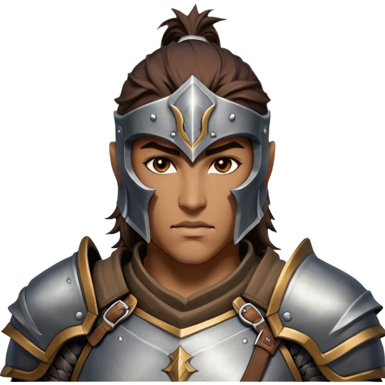 Cinematic Realistic WoW Human Warrior Portrait, head tilted epicly and inquisitively, showcasing a commanding presence and heroic grace. His chiseled features, resolute eyes, and meticulously crafted steel armor with leather accents in harmonious greys and bronzes are rendered with lifelike clarity and dramatic lighting, high shine, epic and awe-inspiring, embodying the spirit of a warrior poised for battle. emoji
