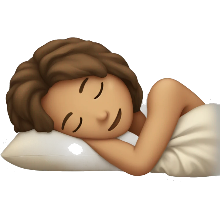 A girl with brown hair sleeping on a pillow emoji