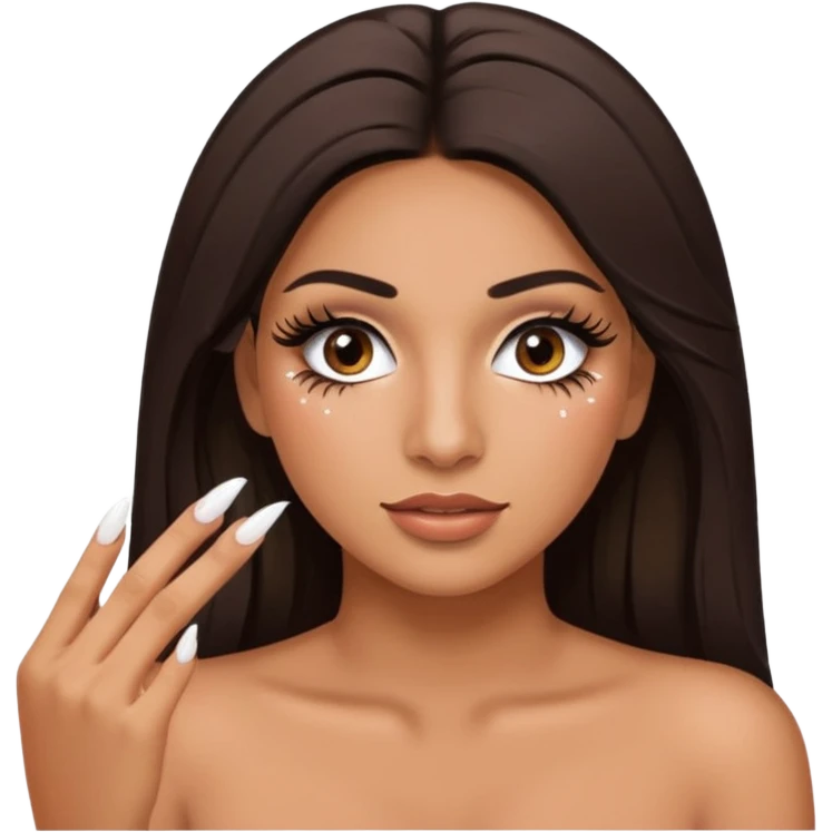 Baddie Latina emoji with fake lashes and white nails with cum on the face emoji