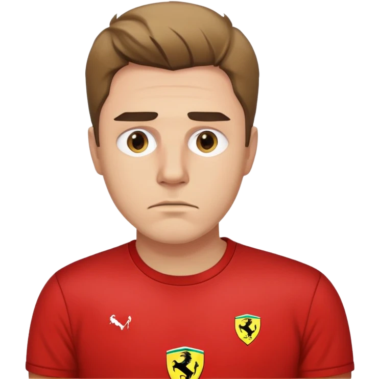 depressed man wearing a Ferrari t-shirt emoji