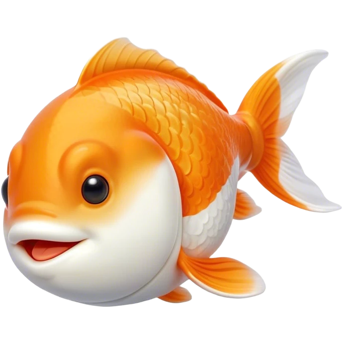 Meme-Worthy Cute Sleeping Orange and White Goldfish Portrait Emoji, Head resting peacefully with a contented smile, showcasing a streamlined, graceful body with a luxuriously soft blend of orange and white, eyes closed in a serene, floating nap, Simplified yet hilariously adorable features, highly detailed, glowing with a soft, drowsy light, high shine, relaxed and utterly lovable, stylized with an air of playful laziness, bright and heartwarming, soft glowing outline, capturing the essence of a comically sleepy goldfish, so meme-worthy it feels like it could instantly become the next viral sensation of adorable slumber! emoji