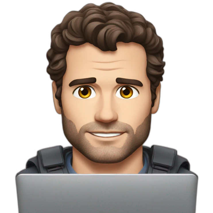 henry cavill using a laptop emoji