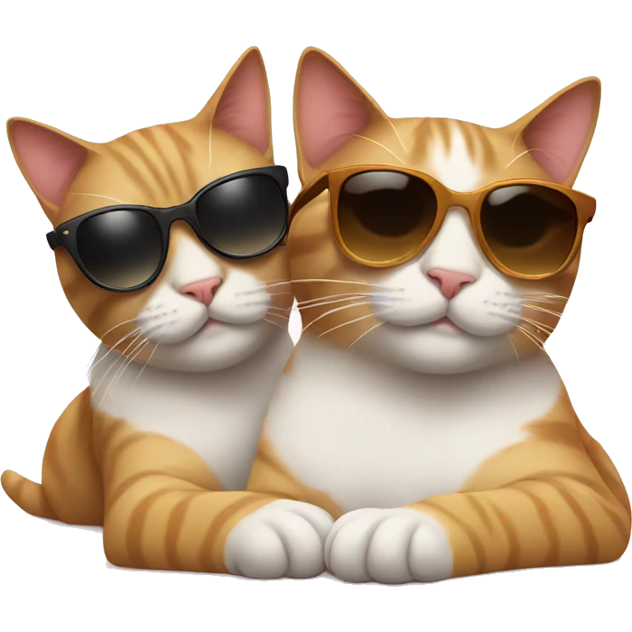 two cats wearing sunglasses relaxing emoji