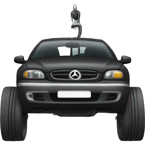 Black mechanic under a car on a lift emoji