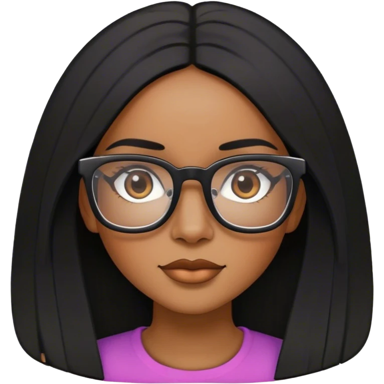 Afrolatina with square thick rimmed glasses and thin long black straight hair emoji