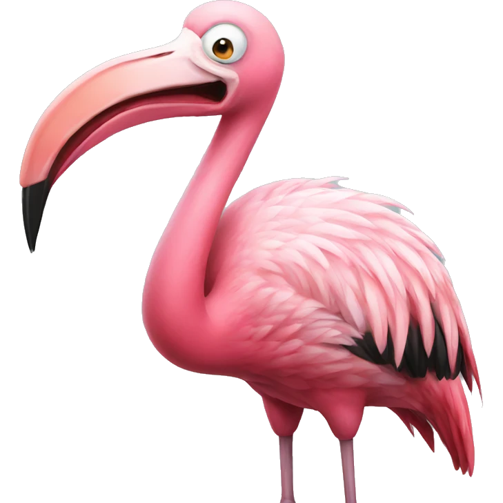 A screaming flamingo emoji