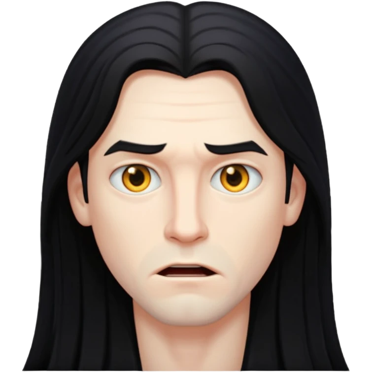 человек мужчина с бледной кожей и прической длинных волос чорных emoji