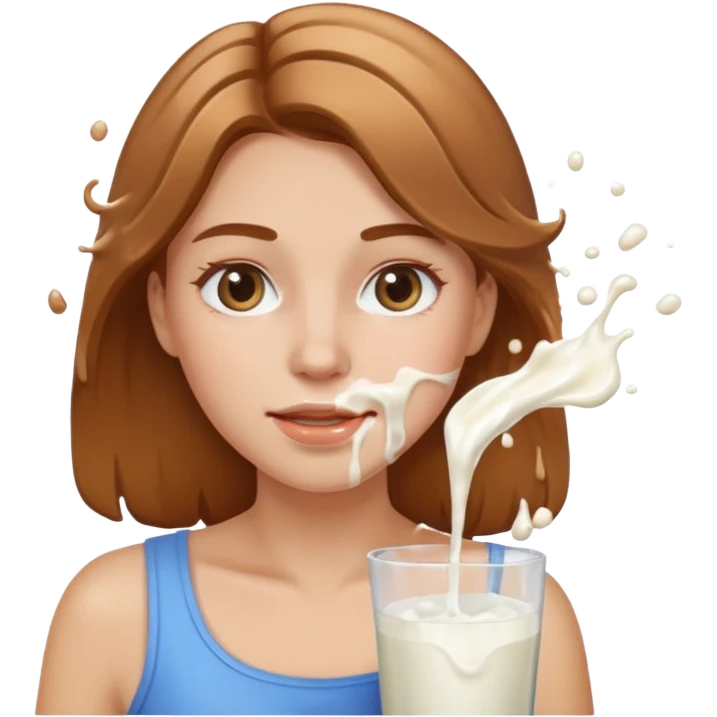 Une femme avec des éclaboussures de lait pleins le visage emoji