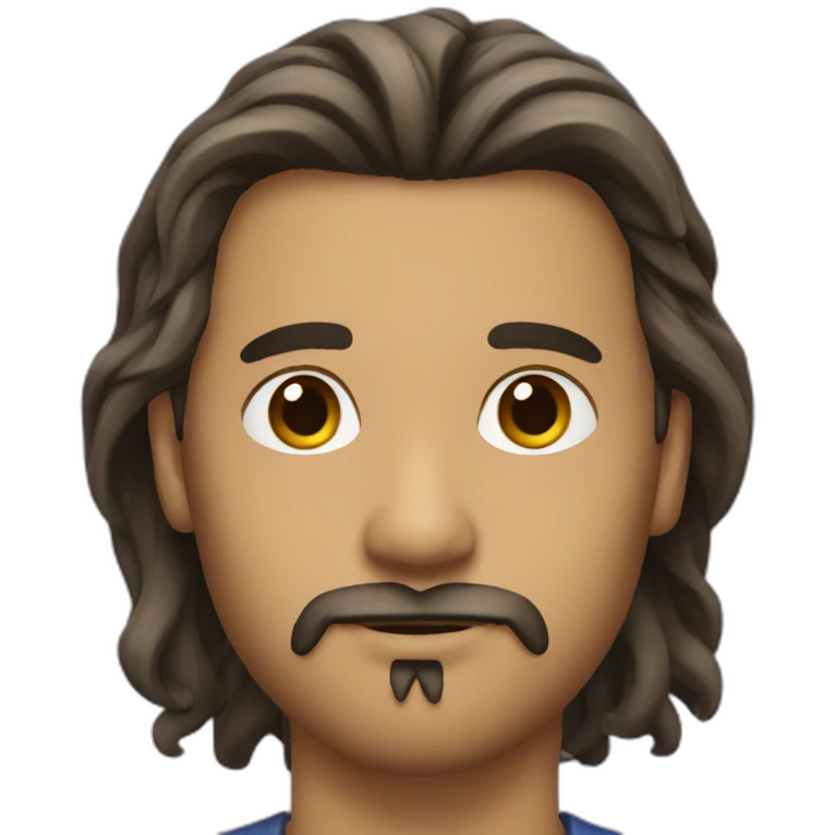 Men with long, tied hair and a goatee emoji