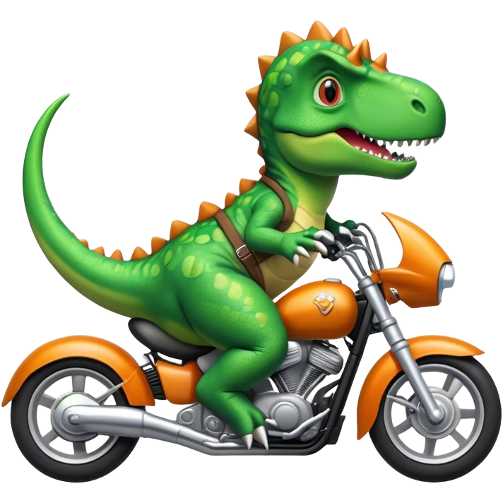 Dinosaur wearing a dinosaur costume riding a motorcycle  emoji