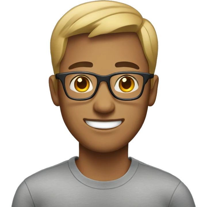 guy in a gray t-shirt with a short haircut and rectangular glasses  emoji